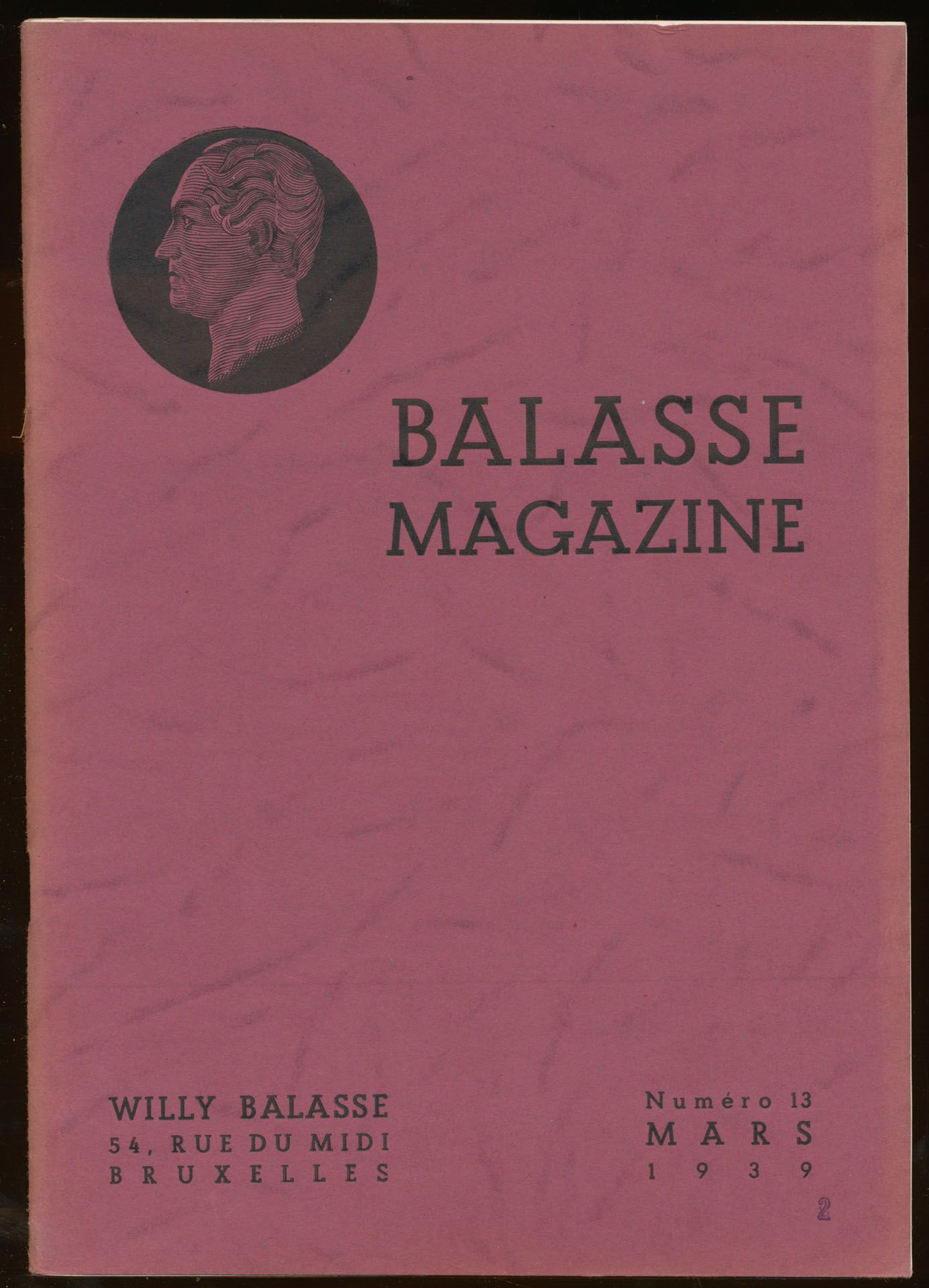 Balasse magazine, numéro 13, mars 1939; Willy Balasse; 1939; gedrukt; geniet; Frans; 64 pag.; zachte kaft; in redelijke staat