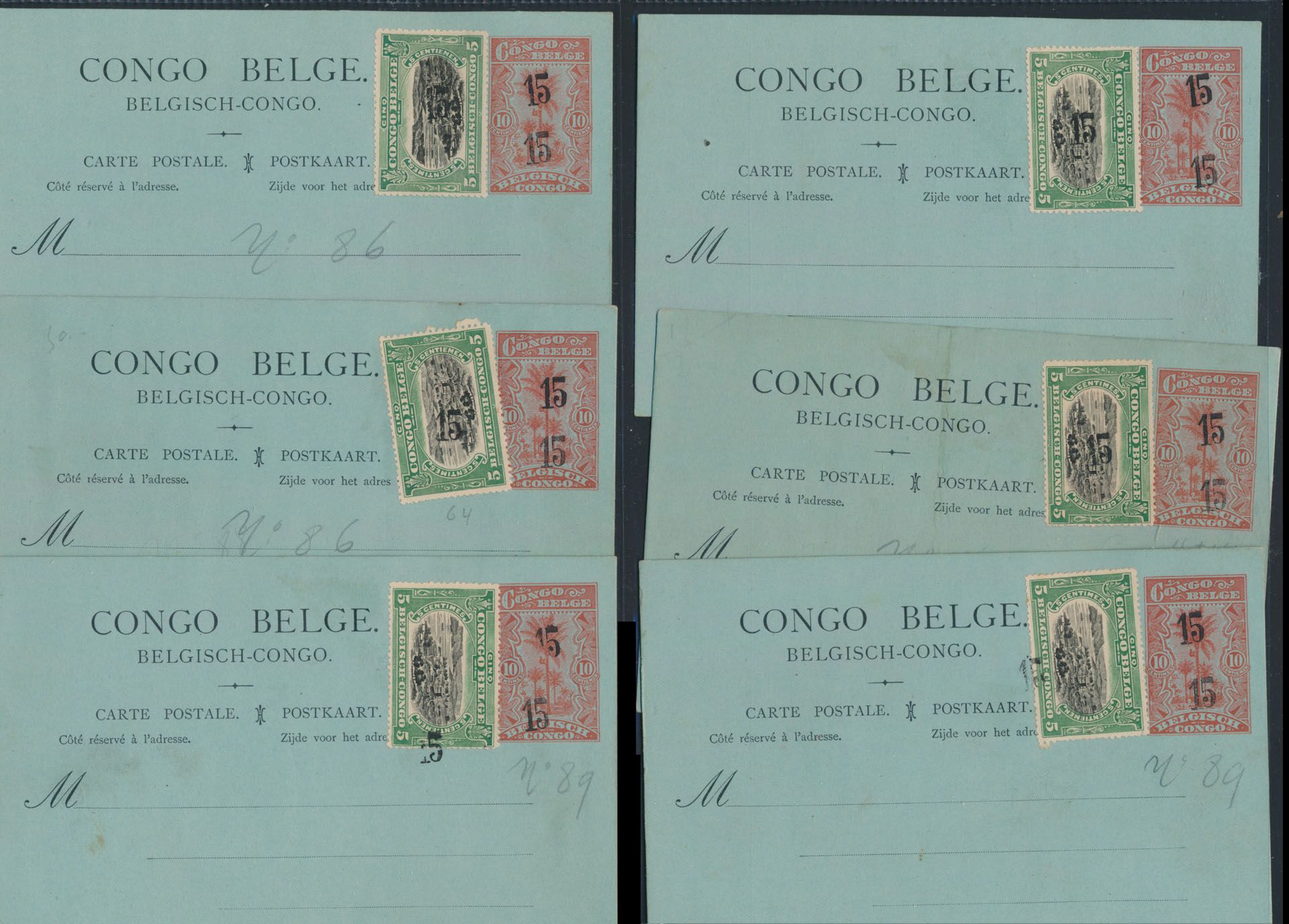 Stibbe nr 57a-Cu (6x) all with two surcharge 