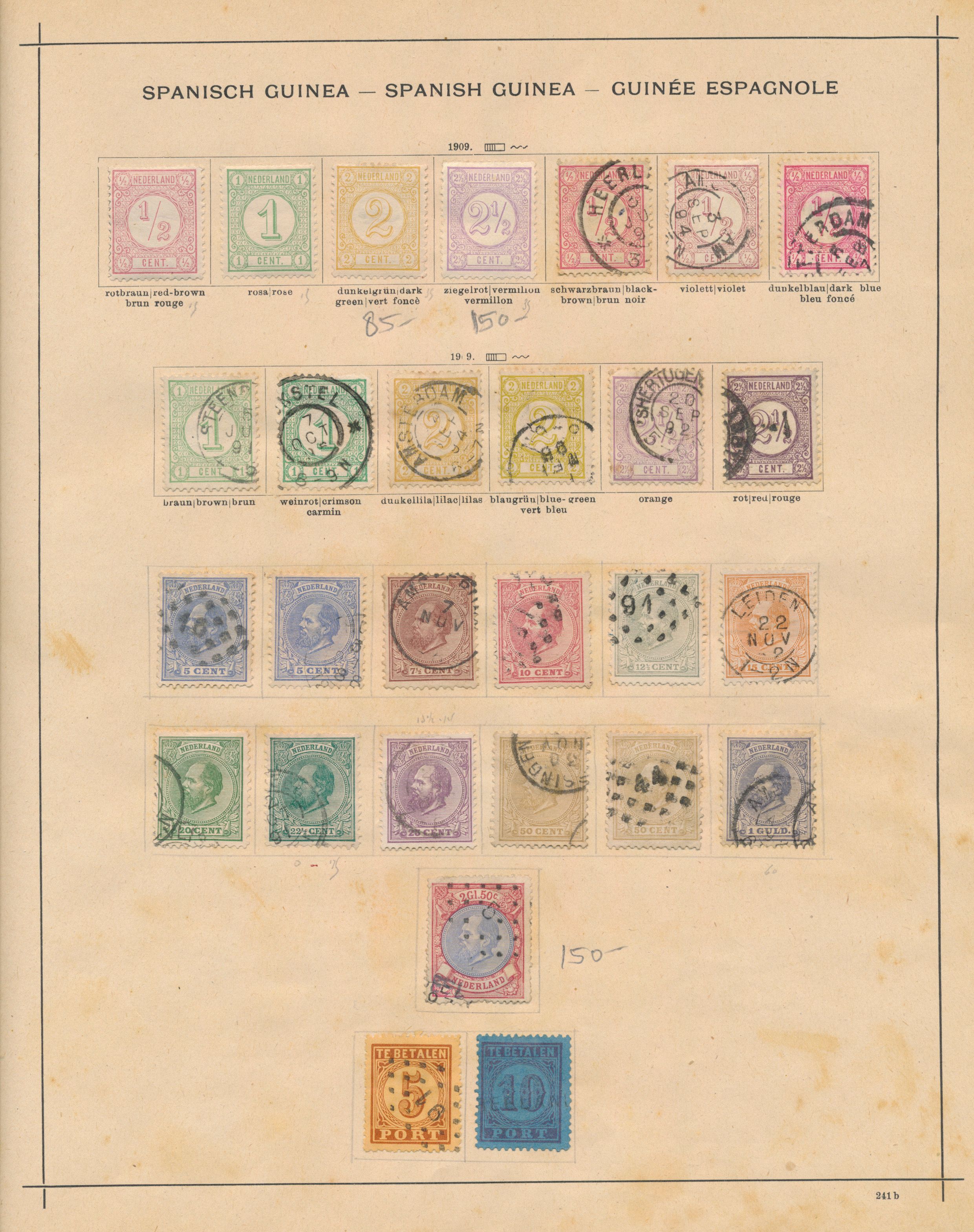 1872/1910 Klassieke verzameling op oude albumbladen met o.a. emissie 1872 en Wilhelmina 
