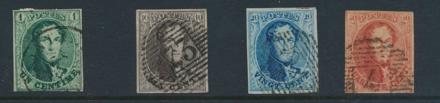 N° 9/12, tous marges de toutes côtés, seul le N° 12 touché en haut à droite. N° 9 avec oblitération Montzen. (Difficile à lire), tb/b (OBP -€260)