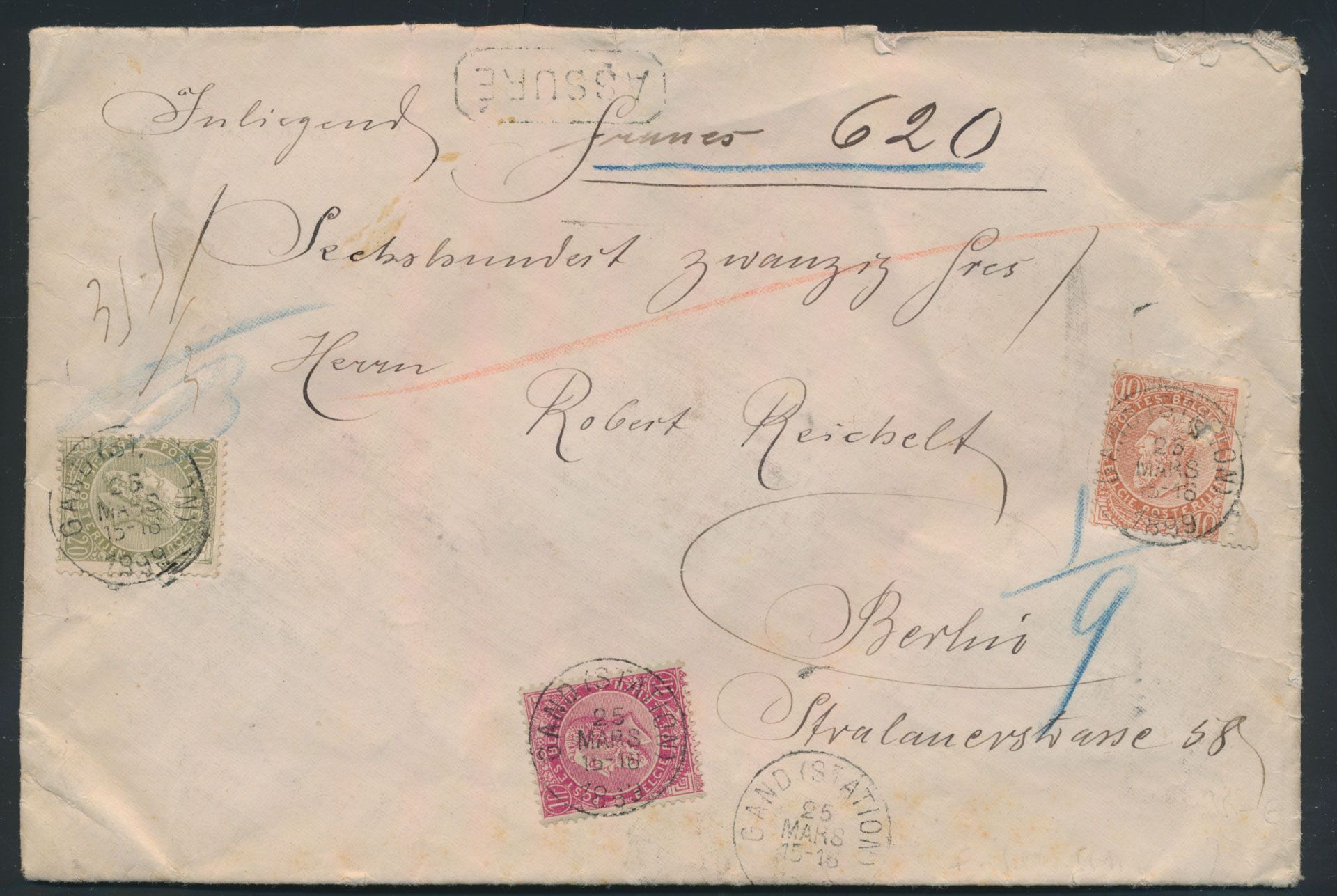 1899 Nos 57, 59 and 64 on insured letter for 