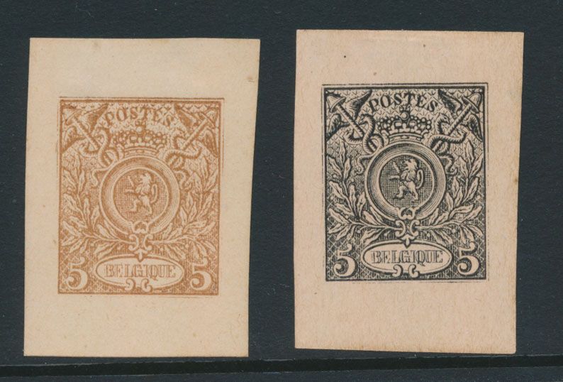 Type STES 1283, 2 privéherdrukken door Moens (1870), gebaseerd op originele matrijs van Dargent uit de tekening van Delpierre, niet aangenomen ontwerpen, 
