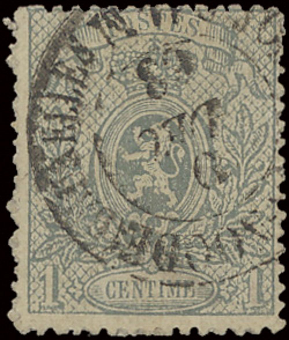 N° 23A avec D.C. St.-Josse-Ten-Noode (Bruxelles) écrit en toutes lettres dd. 9/12/1868, dentelure irrégulière (b/à), m/ntz 