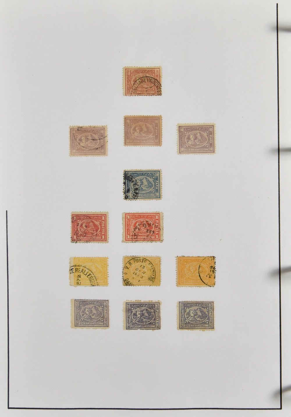 1867/1960, collection dans un classeur à anneaux, de Sphinx et pyramide (en nombre), avec documentation, tb/m.