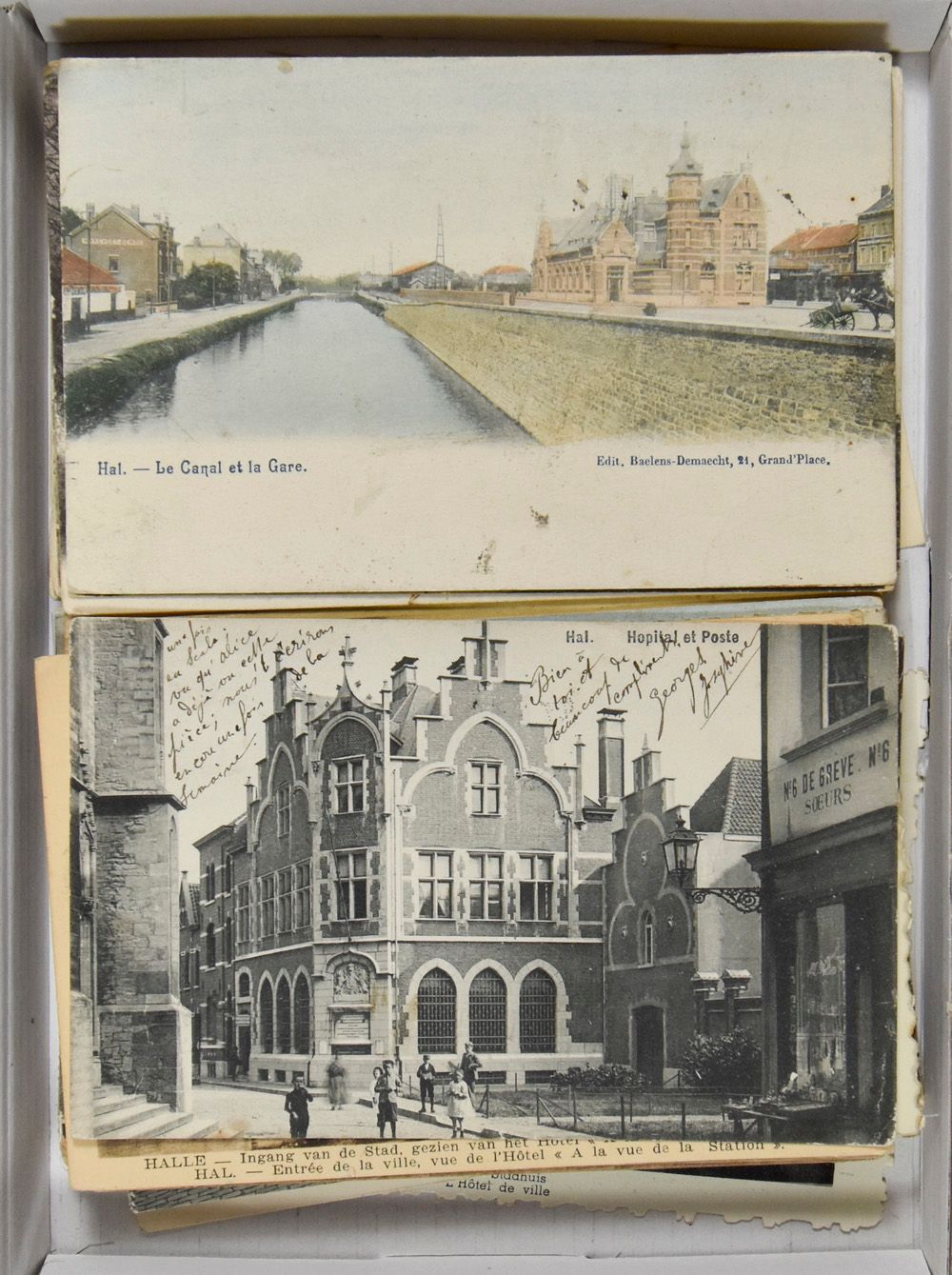 Halle (Hal), oude kaarten w.o. betere, binnenscheepvaart, binnenstad, enz.. (82 stuks)