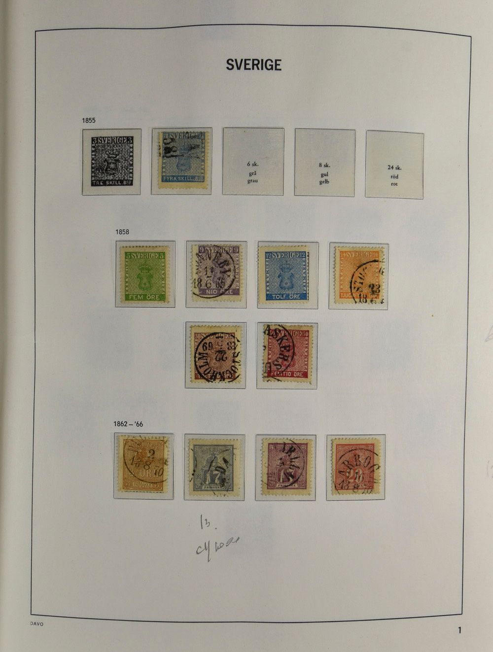 1855/1979 Fine collection in Davo album with many better stamps including Yv. n° 13, 21B * (brown gum), various classic stamps uncancelled, overprints 1916/18, 178/92 *, Lokalbref 2 *, vf/f/to be checked (High catalogue value)