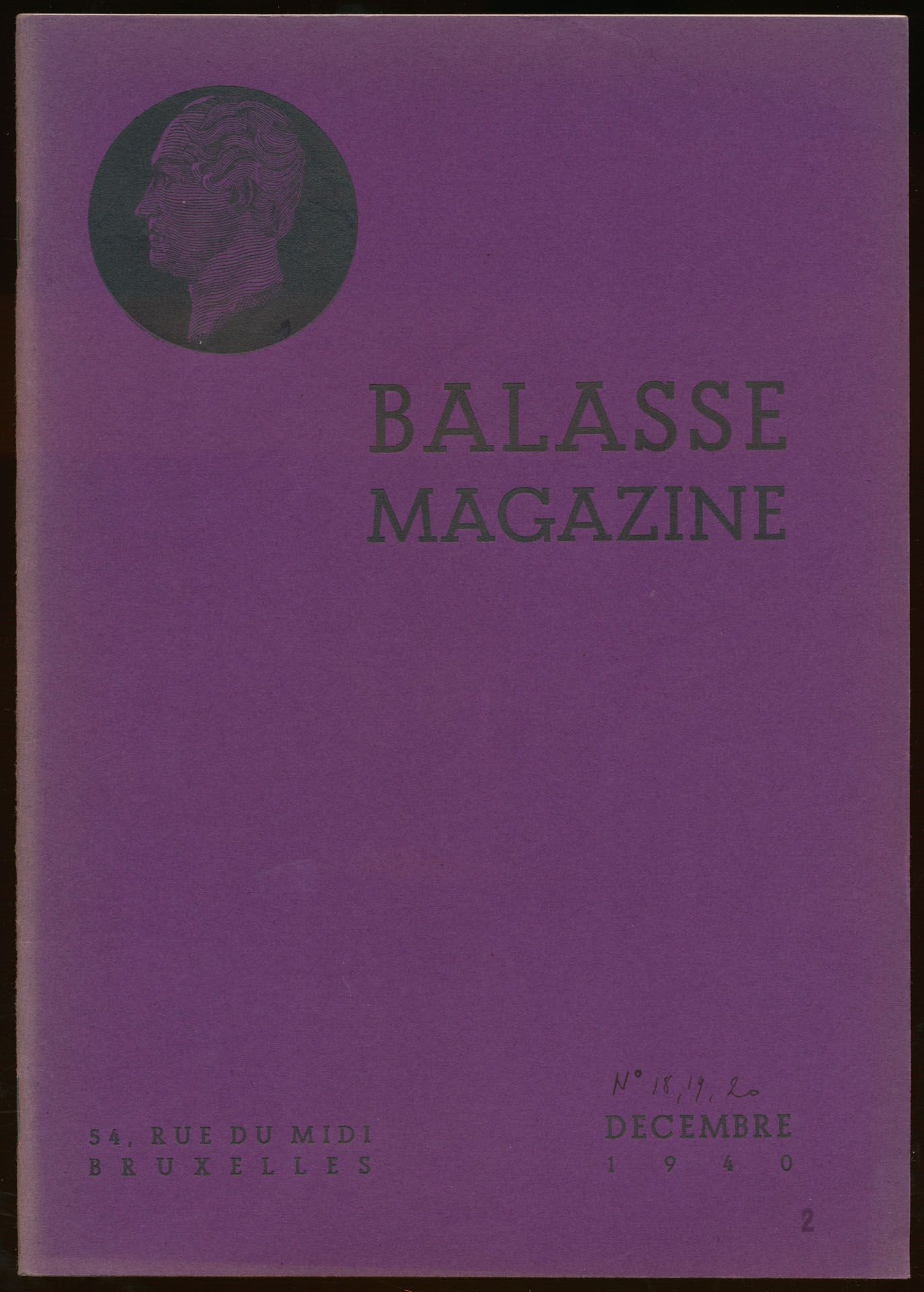 Balasse magazine, numéro 18, 19 & 20, décembre 1940; Willy Balasse; gedrukt; geniet; Frans; 54 pag.; zachte kaft; in redelijke staat