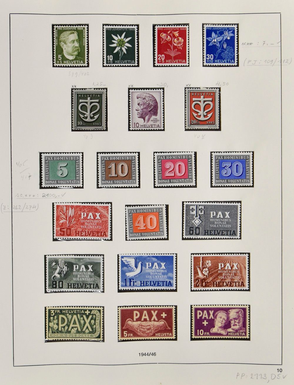 1938/1968, verzameling in Safealbum met o.a. PAX reeks **, enkele betere blokken, zm/m/ntz.