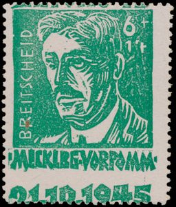 Mecklenburg - Vorpommern, n° 20-Cu (met plooitje), 20b (gekeurd), 21 en 21c (zonder waarborg), zm/ntz