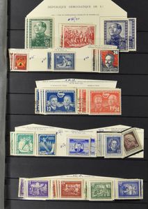 1946/1990 Verzameling met dubbels in 4 dikke insteekboeken met Bund en DDR, zm/m/ntz