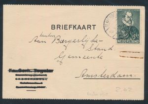 1933 Carte postale de Glanerbrug à Amsterdam avec au verso une demande de preuve de nationalité néerlandaise, affranchissement avec n° 253, tb