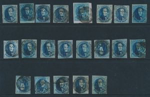 Lotje medaillons (n° 7, 11, 11A), 21 ex. bijna allemaal volrandig, allen met distributieafstempeling w.o. D.24, enz., zie scan, zm/m