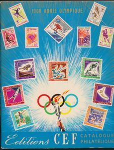 Olympische Spelen, 1968 année Olympique, editions CEF catalogue philatélique; 1968; gedrukt; geniet; Frans; 52 pag.; zachte kaft; in redelijke staat; 