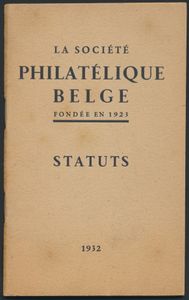 Statuts; La Société Philatélique Belge; 1932; gedrukt; geniet; Frans; 32 pag.; zachte kaft; in goede staat