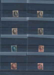 N° 3/5, 8 ex. waarvan 7 ex. volrandig, griffen, kleuren, geburen enz. , voor de specialist, zm/m (OBP +€2.260)