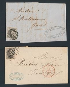 Lotje ongetande medaillon brieven, enkele mooiere stukken (zie scan), 32 stuks (niet alle afgebeeld), zm/m/ntz