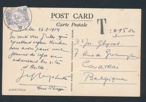 1954 Carte postale illustrée affranchie par deux 