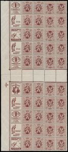 Puc 54, 55 (2x), 56 (3x), 57 (2x) en 58 (2x), in veldeel (Puc 55 en 58 gelost op tanding tussen zegels), zm/m (OBP € 4.600)