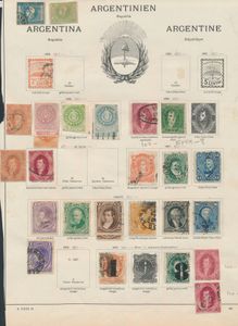 1858/1930 Verzameling op oude albumbladen met Argentinië, Bolivia, Chil, Colombia, zm/m/ntz