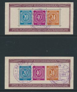 BL 12A and 12B With commemorative postmark 'Berlin C2' (12B with crease top left), vf/f (Mi. £360)