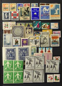 Cinderella, aardige verzameling in 2 insteekboeken w.o. Julenzegels, Duitsland rouwzegels, zm/m