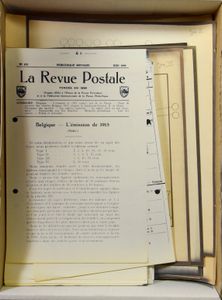 La Revue Postal, fotokopies, w.o. magazine, schetsen, etc. in box