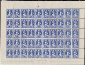 N° 326 plate number 2, N° 327 plate number 1, N° 328 plate number 2, N° 329 plate number 2, N° 330 plate number 1 and N° 331 plate number 2, all in sheet of 50 items, vf/f (OBP €3,000)