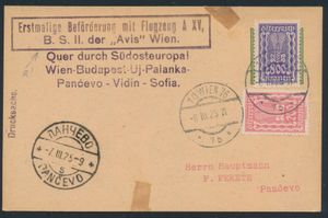 6.3.1925 Zuid-Europese eerste vlucht van het A XV-vliegtuig, geproduceerd door de Oostenrijkse vliegtuig- en autofabrikant 