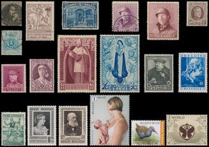1849/2018 Verzameling in 8 Davo albums, klassiek in zeer gemengde kwaliteit, Caritas *, 5 franken gest., Helm gest./*, Houyoux **, Elisabeth **, Mercier *, Grote Orval *, Gellingen gest., 792/97 **, BL 1 *, BL 2 *, BL 3 **3, BL 4**, BL 27/28 **, Elisabeth **, Schrijvers **, BL 30/31 **, veel nominaal, zm/m/ntz