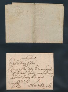 1628/1850 Verzameling van 4 voorlopers, 1628 van Brussel, 1797, 1824 en 1850, bijkomend document van 1816, zm/m