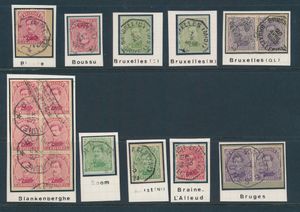 N° 137/39, 10 different telegraph stamps, on two pairs and 1 souvenir sheet of 6, see scan, vf