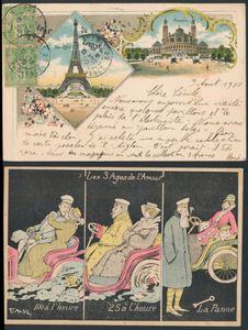 Diverse landen in oud album, w.o. mensentypes, mooie fantasie, bankbiljetten op kaart (490 stuks)