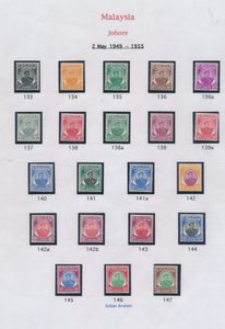 1940/45 Malaysia Johore Sultan, Sir Ibrahim N° 130 en 133/747 postfris en 1938 Strafport met getinte gom en zeer licht spoor van *, zm/m (SG £ 385)