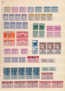 Ook Triest, samenstelling jaren '50 met hoofdzakelijk betere zegels, w.o. luchtpost, pakketzegels, veel in blokken of strippen of paren, hier en daar wat getinte gom, zm/m (Yv. ca. €6.400)