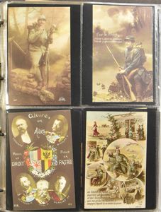 Vnl oudere kaarten, ook veel boekjes, veel W.O. I in modern album (+500 stuks)