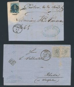 Periode tot 1884, verzameling van +70 voorlopers, brieven, veel doodsbrief omslagen, gelopen met 