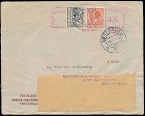 1930 Lettre de la Nederlandsche Handel-Maatschappij avec affranchissement rouge 