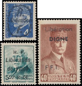 1944 Libération mooie samenstelling diverse plaatsen w.o. Menton, Charité/Loire, La Mure, Soulac, Louhans, Digne, Dreux (w.o. 