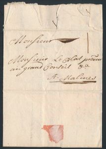 1719 Précurseur avec contenu provenant d'Anvers, à destination de Malines, lettre en néerlandais avec comme expéditeur 