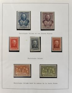 Christoffel Columbus, verzameling op bladen w.o. reeksen, blokken en brieven, zm/m