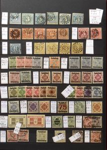 Oude Duitse Staten, Reich, Saar, Bizone, Franse Zones, Bund, Berlijn, DDR, uitgebreide samenstelling in 13 insteekboeken, waarbij veel beter materiaal, helaas in gemengde kwaliteit (veel zegels kleven vast!), m/ntz