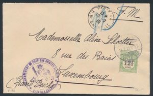 1919/10/7 F. M. brief van Paris naar Luxemburg met strafport 