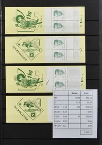 1969/2002 Voorraad boekjes in 2 boeken, waarbij variëteiten zoals Taxipost, blinde eend, enz., zm (Frankeerwaarde: €1.165)