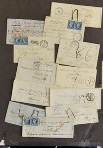22 brieven/voorlopers, vanuit Frankrijk, naar België, Zwitserland en Frankrijk, aantal brieven zijn met o.a. n° 14 (Yv.), voor de specialist van Frankrijk, zm/m/ntz