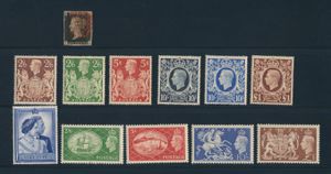 1840*1951 Kleine samenstelling betere zegels, n° 1 Black Penny, vierrandig zonder gebreken, 1948 RSW £1, George VI 1939/48 en 1951, zm (S.G. £1.065)