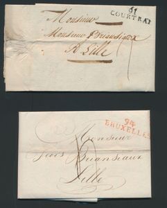 Franse periode, 24 documenten Bruxelles, Courtrai, Gand en Mons, in album, m