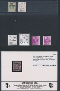 Diverse items op kaartjes en los w.o. veel Machins, perfins uitgezocht, maar niet door ons gecontroleerd, diverse afwijkingen, 2 brieven Burma, zm/m/ntz