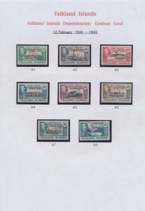1944/1949, verzameling met de 4 reeksen vd diverse eilanden en landkaarten beide types, zm.