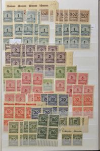 Inflationsperiode, großer Vorrat in 10 Büchern, darunter Feldteile, Randinschrift, wunderschönes Los für Spezialisten, einwandfrei/schön/zu kontrollieren