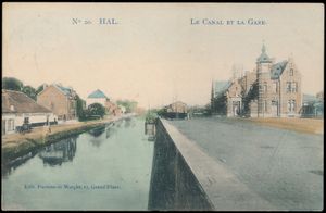 Hal, prachtkaart, kanaal en statie (1 stuk)
